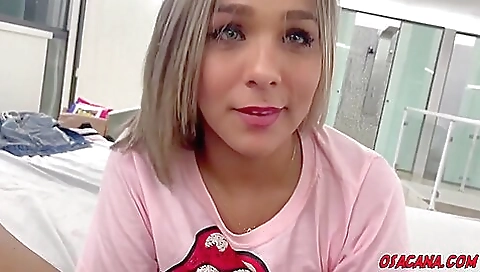 I'm a blonde with a shaved pussy who gets fucked by a guy