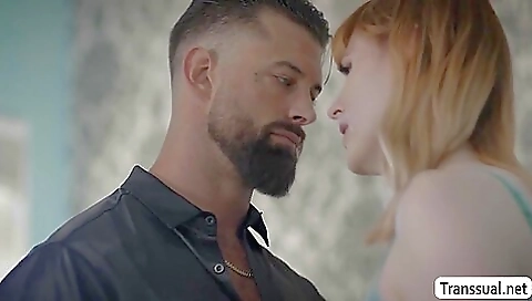 Busty redhead is having fun with her new anal partner