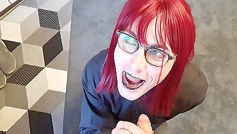 German brunette tranny with a shaved pussy gets fucked