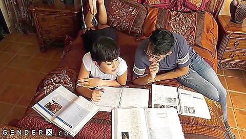 Busty asian babe gets her stepbrother's big cock hard