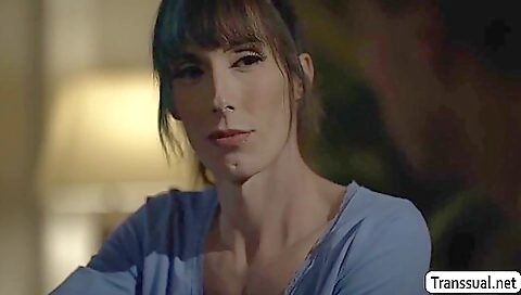 Transvestite slut takes a huge cock and makes her best friend cum